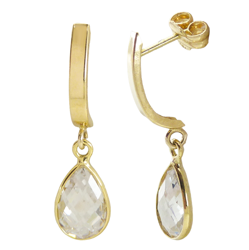 9X6MM CZ DANGLING EARRINGS.PUSH BACK.
