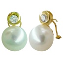 PENDIENTES CHATON 4MM Y PERLA 10/11MM.OMEGA