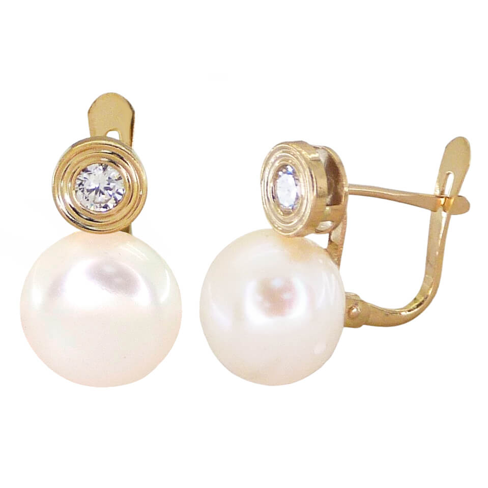 PENDIENTES CHATON 6MM PERLA BOTÓN 10MM .CATALAN Perla Cultivada