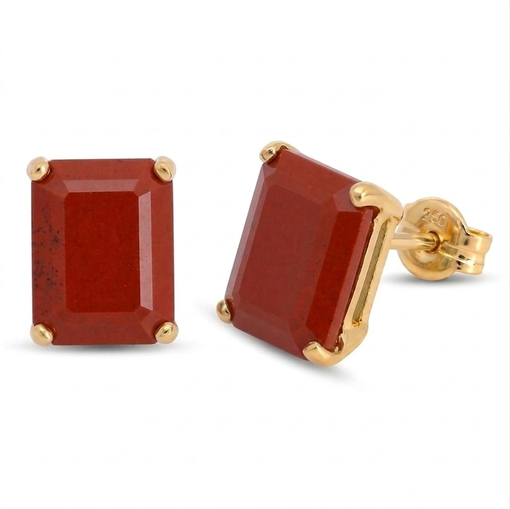 8X6MM RUBY COLOR QUARTZ EARRINGS
