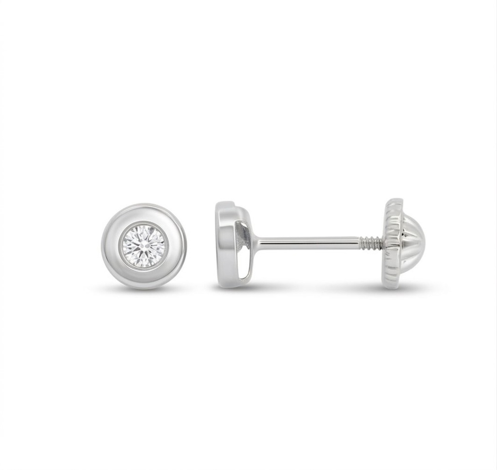 PENDIENTES "DONUT" ORO BLANCO 4MM.CIRCONITA 2MM.ROSCA
