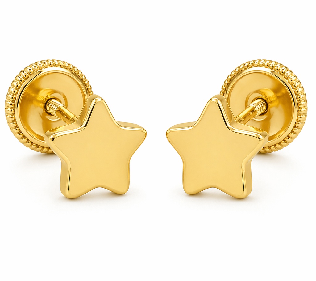 6MM STARS BABY EARRINGS.SCREWBACK