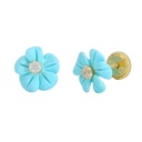 PENDIENTES FLOR COLOR  TURQUESA GARRA TORNILLO