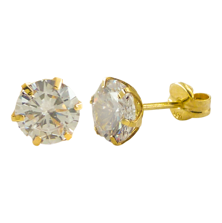 6MM CZ STUD EARRINGS.