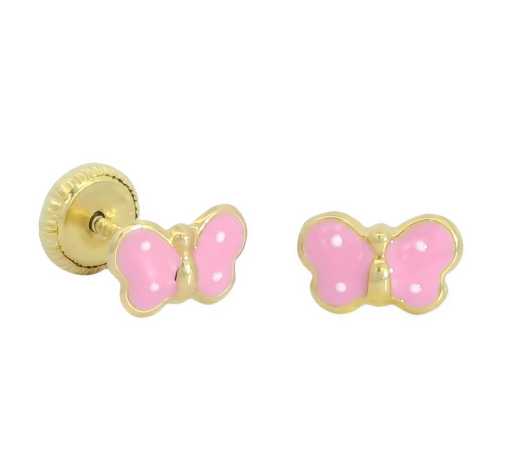 7MM ENAMEL BUTTERFLY STUD EARRINGS. SCREW BACK.