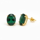 10x8MM EMERALD COLOR QUARTZ EARRINGS.