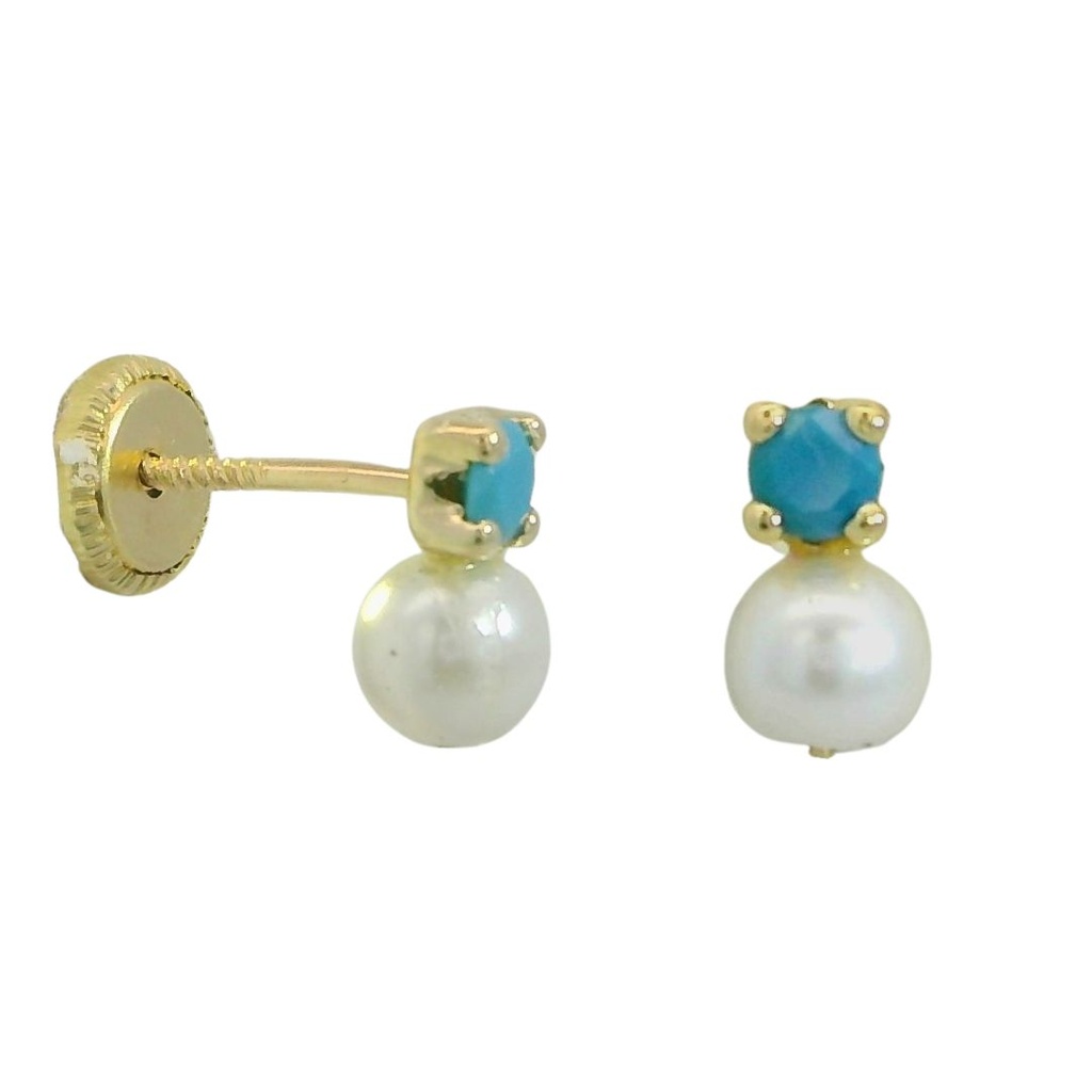 5MM PEARL AND TURQUOISE COLOR BALL STUD EARRINGS.