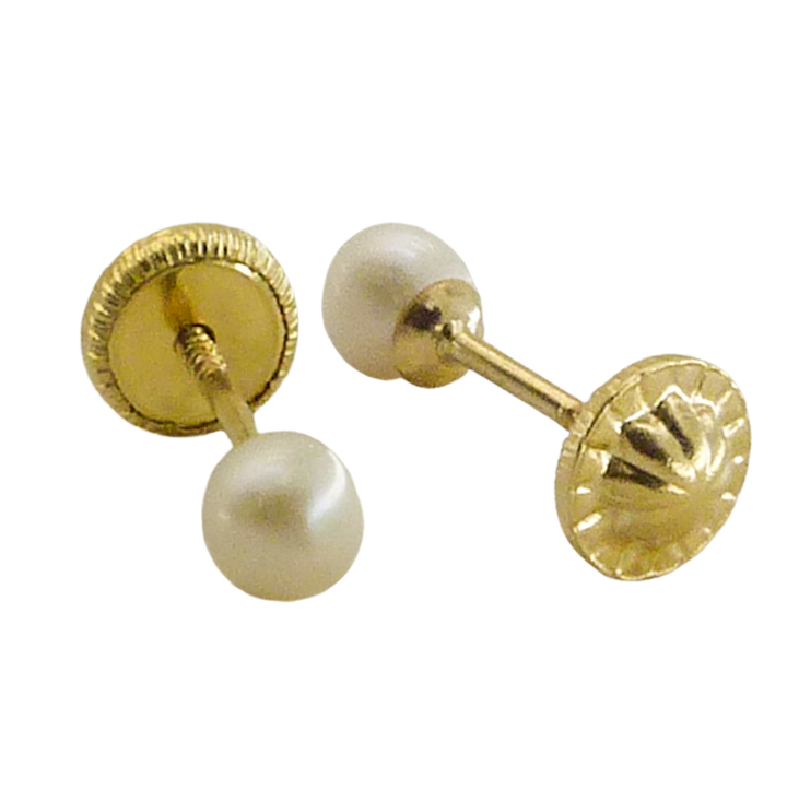 PENDIENTES PERLA ESFERICA 5/6MM.TORNILLO. Perla Cultivada
