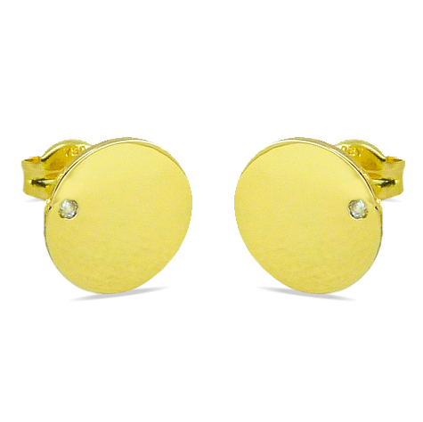 PENDIENTES REDONDOS PLANOS CON CIRCONITAS.9MM.