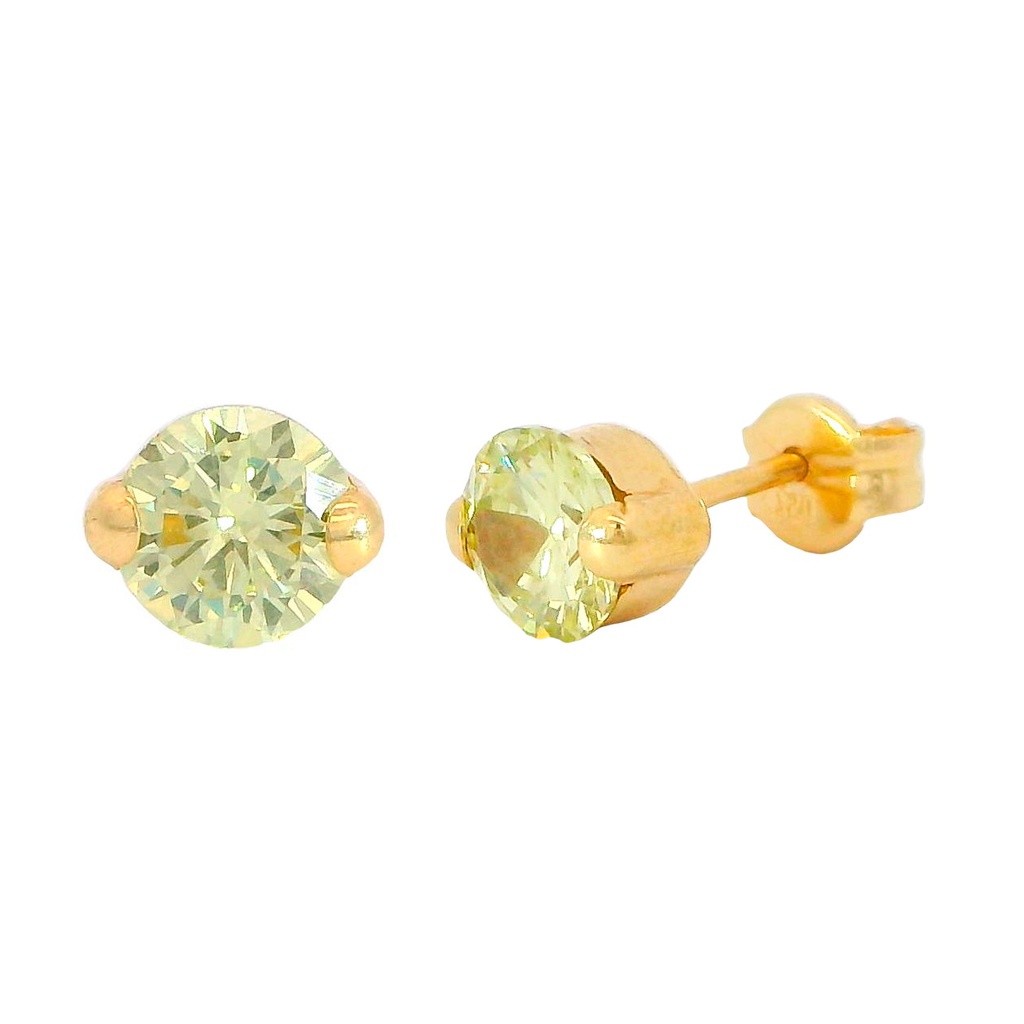 5MM CITRINE COLOR CZ STUD EARRINGS.