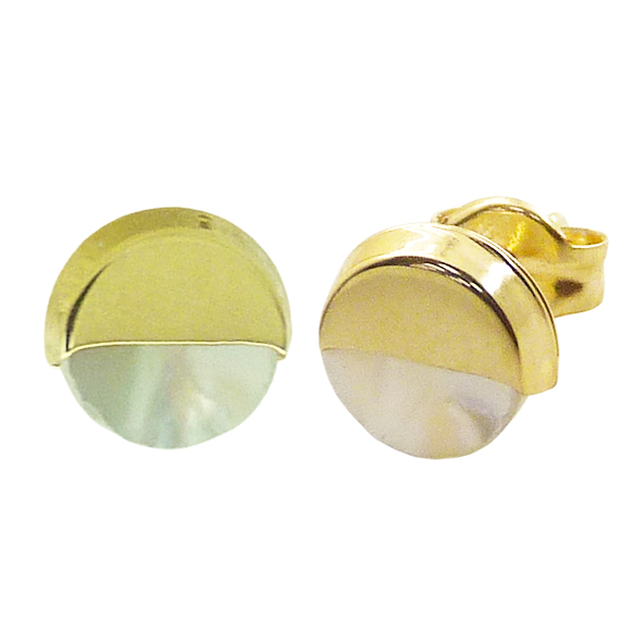 8MM MOTHER OF PEARL STUD EARRINGS.