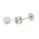 PENDIENTES CHATON ESTAMPACION ORO BLANCO 4.5MM.BRILLANTES H-SI 1  0.05 CT TW