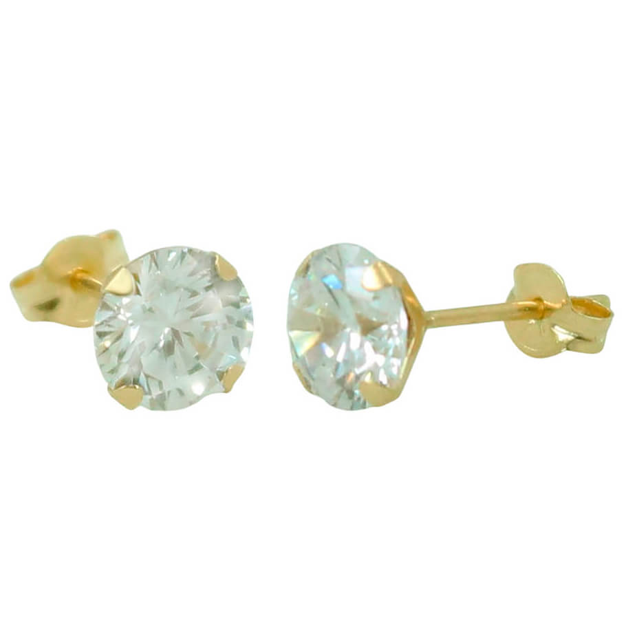 6MM CZ STUD EARRINGS.PUSH BACK.