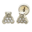 5MM TEDDY BEAR STUD EARRINGS WITH CZ.SCREW BACK.