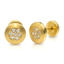 7MM ROUND STUD EARRINGS WITH CZ.SCREW BACK.