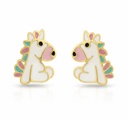 PENDIENTES UNICORNIO ESMALTE.8MM.ROSCA.