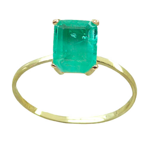 8x6MM EMERALD COLOR QUARTZ RING.