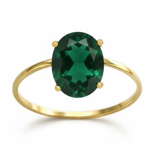 [5046/SE] SORTIJA CUARZO OVAL DE 10x8MM COLOR ESMERALDA.