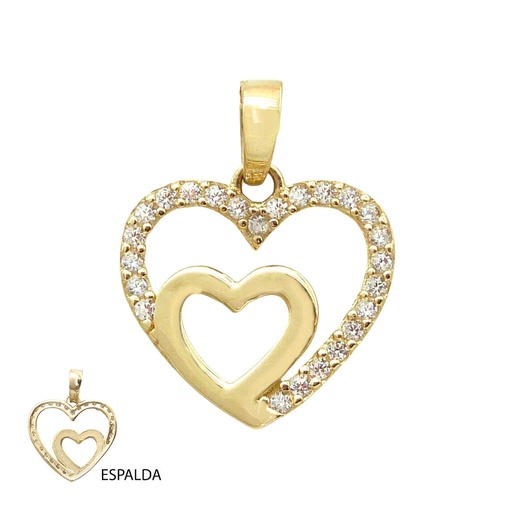 [5534] COLGANTE CORAZON PIEDRAS FUNDIDO