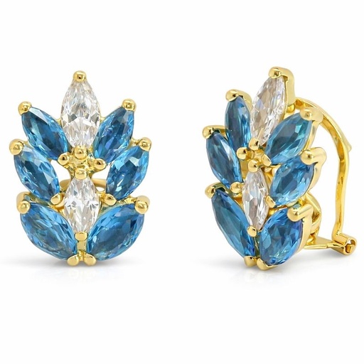 [5902A] 6x3MM BLUE CZ OMEGA BACK EARRINGS.