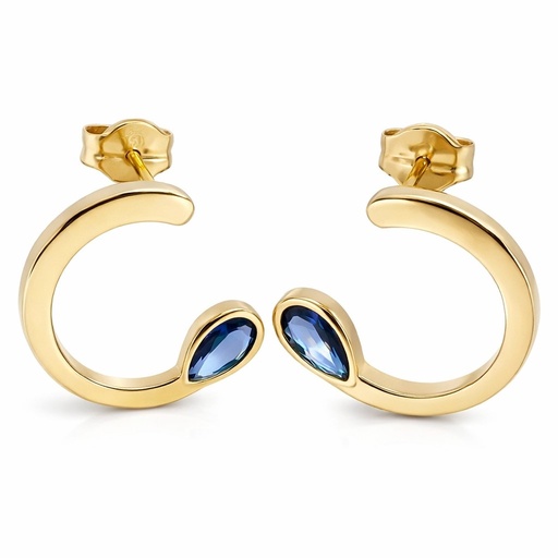 [5910Z] PENDIENTES MEDIO CÍRCULO 12MM PIEDRA NANO ZAFIRO