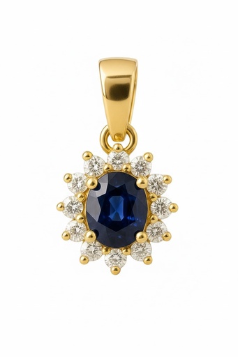 [5962CZ] COLGANTE ROSETON  ZAFIRO DE 4x3MM Y CIRCONITAS.