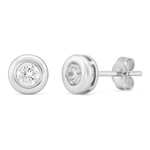 [B4121/0.32B] 6MM STUD DIAMOND BEZEL WHITE GOLD EARRINGS.DIAMONDS H-SI 0.32 CT TW.
