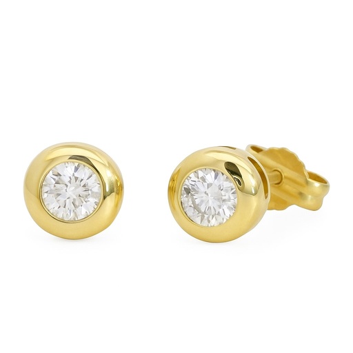 [B4121/0.10] 4MM STUD DIAMOND BEZEL EARRINGS.DIAMONDS H-SI 0.10 CT TW.