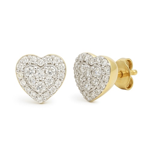 [B4193P/0.21] DIAMOND STUD EARRINGS HEART SHAPED.QUALITY HS,COLOR H.0.21 CT TW