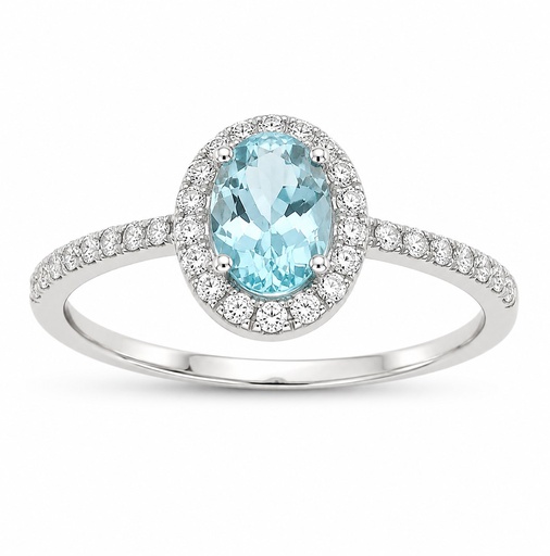 [B4196/0.22] SORTIJA  BRILLANTES DI 20 RD VSI H 0.18 4 RD 0.023 DI 6 RD 0.043 1 AGUA MARINA 0.42 CT.0.22 CT TW