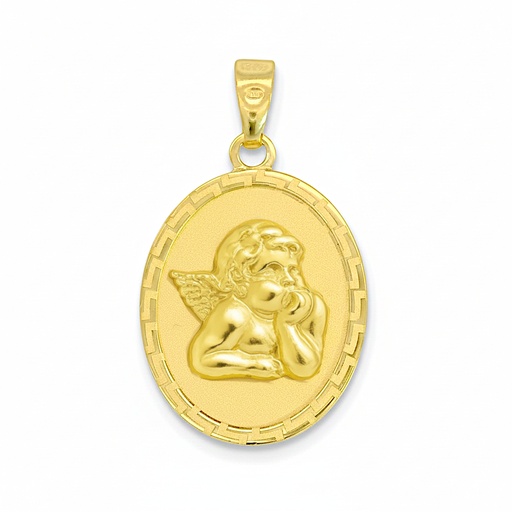 [00116] COLGANTE OVAL ANGELITO BURLON CON GRECA.13X15MM