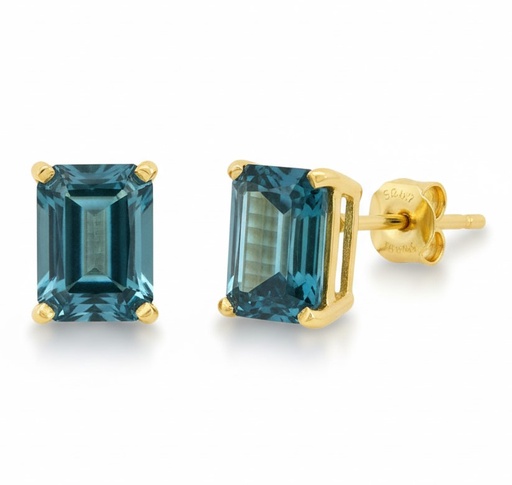 [3974L] PENDIENTES TOPACIO  LONDON BLUE 7x5MM.PRESION.