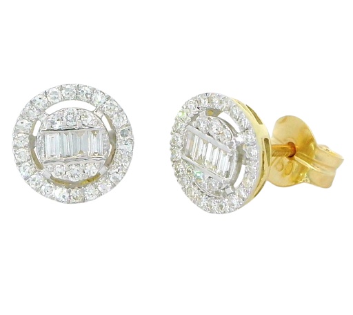 [B4218P/0.31] PENDIENTES BRILLANTES Di 8BG 0.08 DI 44 SC RD SI 0.172 4 RD 0.033 CT.0.31CT TW