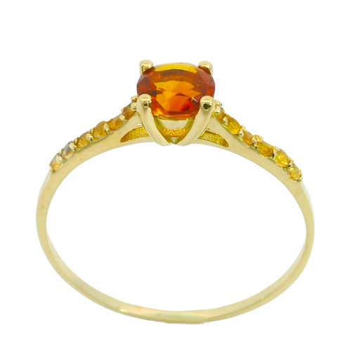 [4409C] SOLITARIO GARRA PIEDRA  CITRINO MADEIRA NATURAL SEMI PRECIOSA 5MM