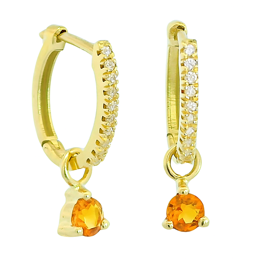 [5960C] PENDIENTES ARO DESMONTABLE CITRINO 3MM Y CIRCONITAS.17x1'5MM.