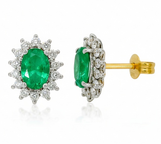 [B4217E] 0.3 CT OVAL EMERALD AND DIAMONDS RING.COLOR H, QUALITY SI.1.3 CT TW