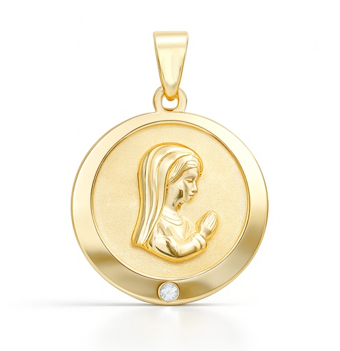 [9K5948] MEDALLA VIRGEN NIÑA REDONDA SATINADA  18 MM 9K