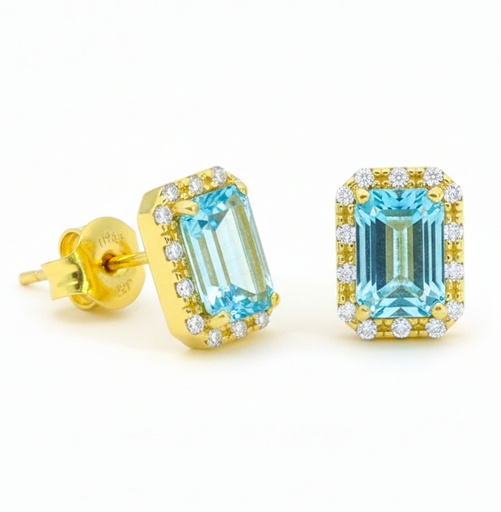 [00194A] 5x3MM AQUAMARINE STUD EARRINGS