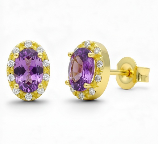 [00195AM] 7x5MM AMETHYST STUD EARRINGS