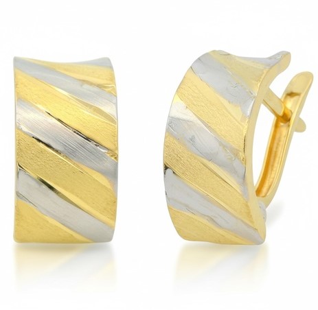 [9K0011] MEDIOS AROS BICOLOR  CIERRE  CATALAN.13x7MM. 9KILATES