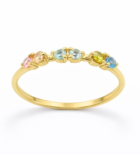 [9K0046] SORTIJA CIRCONITAS COLORES PASTEL. 9KILATES