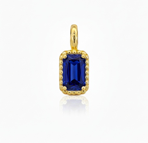 [9K0052CZ] COLGANTE OCTOGONO NANO ZAFIRO DE 6x4MM.9 KILATES