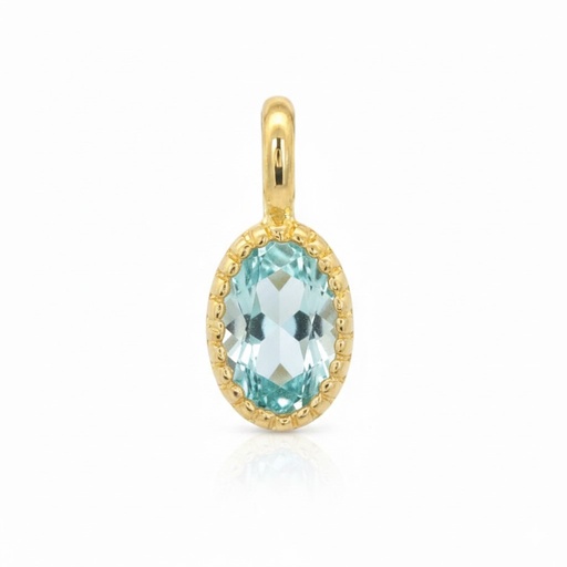 [9K0058CA] COLGANTE OVAL 6X4MM COLOR AGUAMARINA.9 KILATES