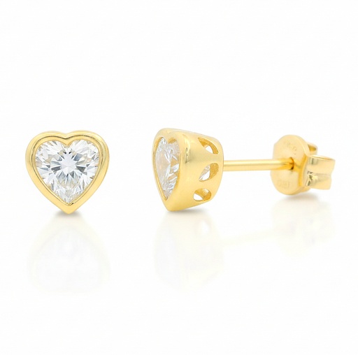 [9K0059] PENDIENTES CIRCONITA CORAZON,5.5MM .9 KILATES