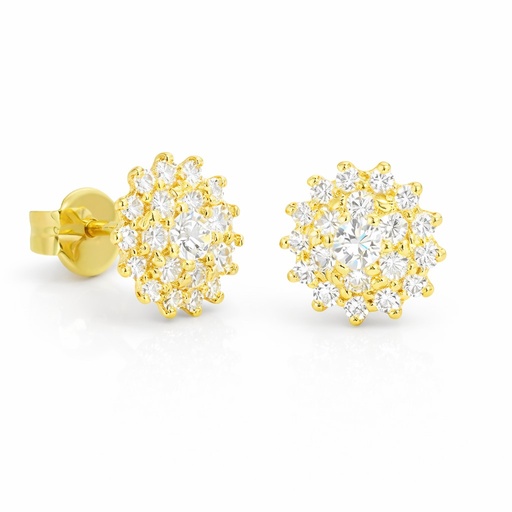 [9K0071] PENDIENTES REDONDOS CIRCONITAS. 9 KILATES.7MM