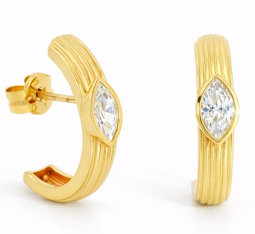 [9K0047P] 16x3MM MARQUISSE CZ HOOP EARRINGS.9 KARAT