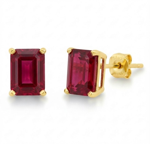 [3974R] PENDIENTES RUBI NATURAL 7x5MM.PRESION.