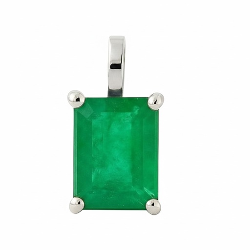 [3974/CEB] COLGANTE ESMERALDA NATURAL 7x5MM. ORO BLANCO