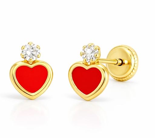 [00213] PENDIENTES CORAZON Y CIRCONITA CON ESMALTE.6MM