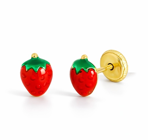 [00215] 5MM ENAMEL STRAWBERRY KID EARRINGS